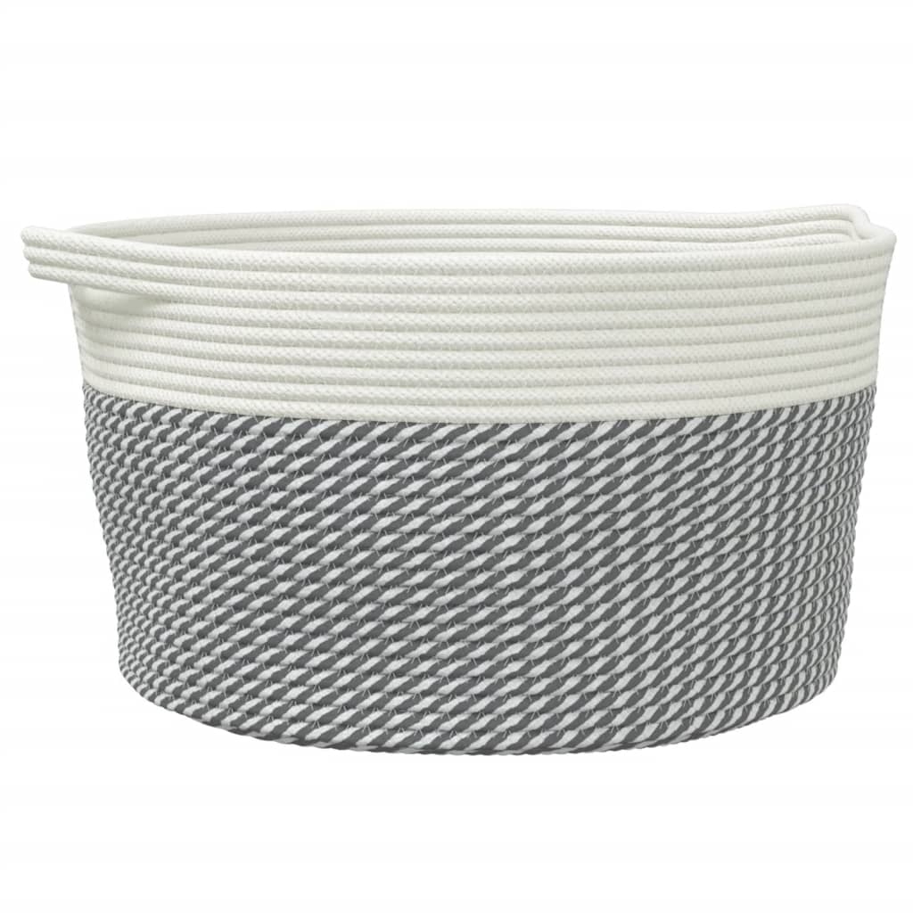 vidaXL Förvaringskorg grå och vit Ø40x25 cm bomull