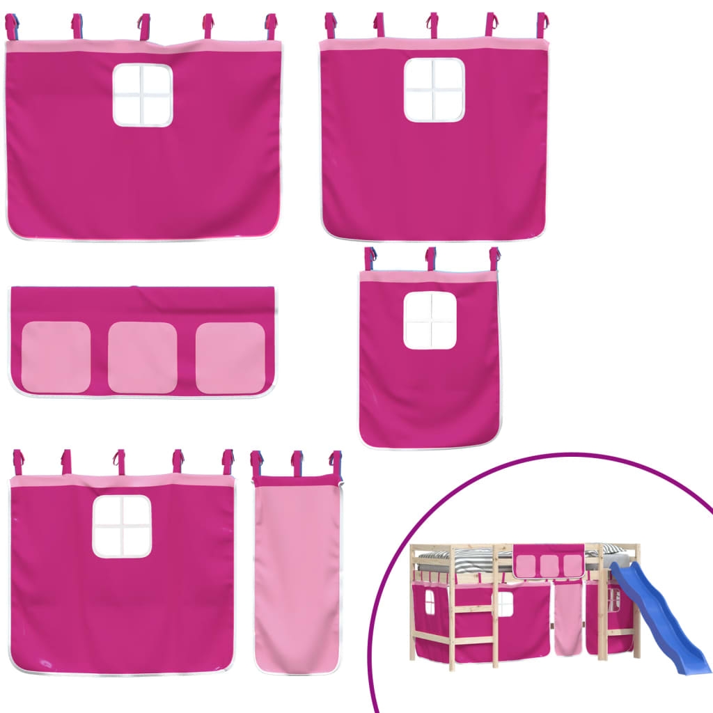 Gardiner for køyeseng rosa polyester