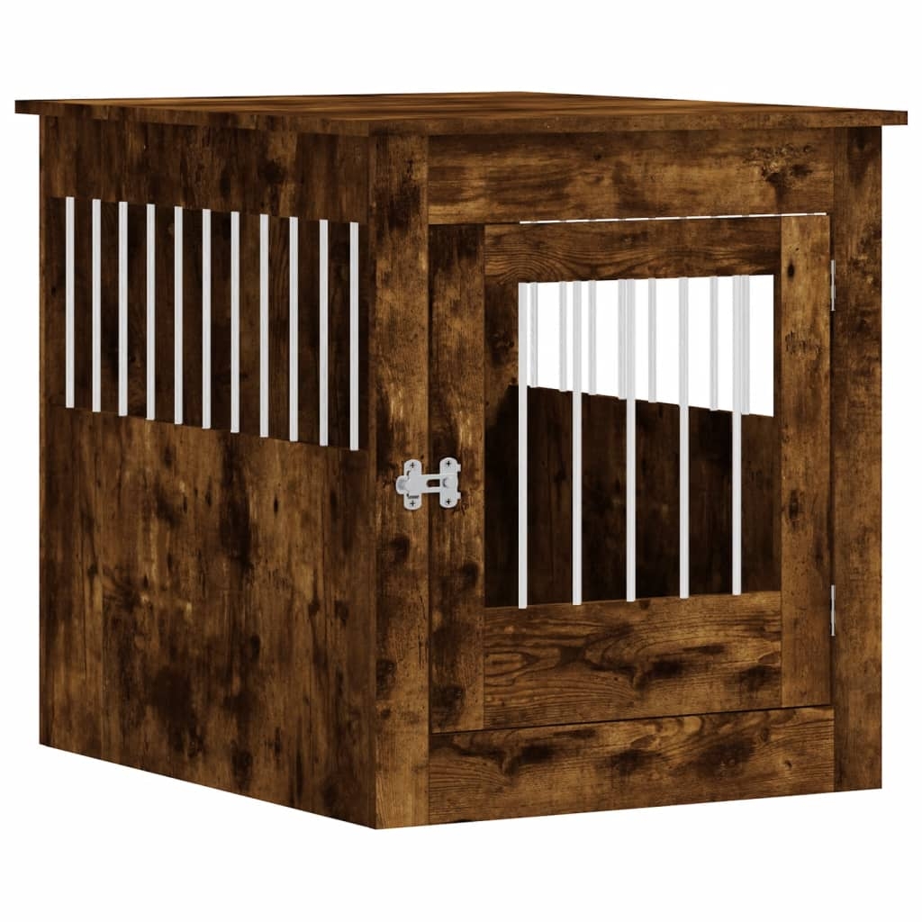 vidaXL Hundbur rökfärgad ek 64,5x80x71 cm konstruerat trä