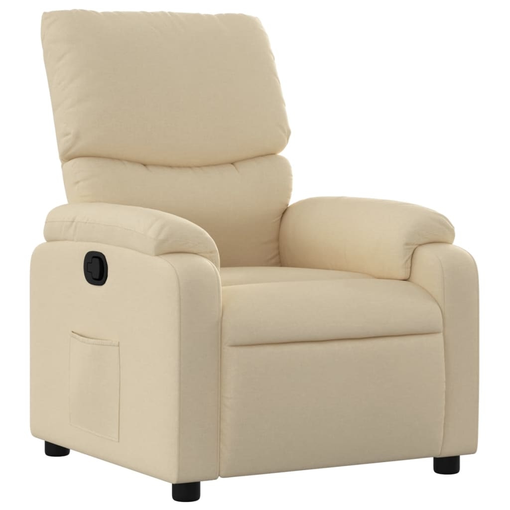 vidaXL Reclinerfåtölj gräddvit tyg