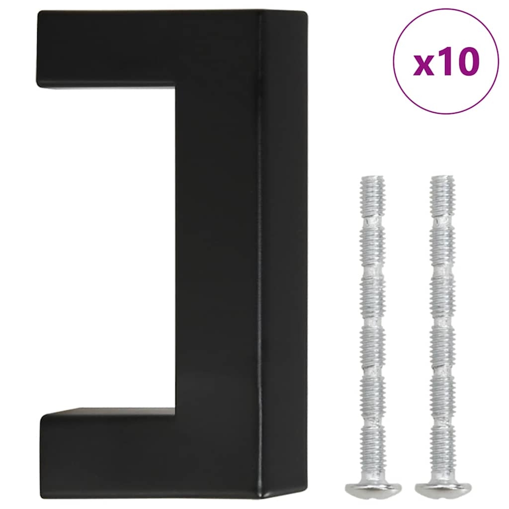 vidaXL Skåphandtag 10 st svart 64 mm rostfritt stål