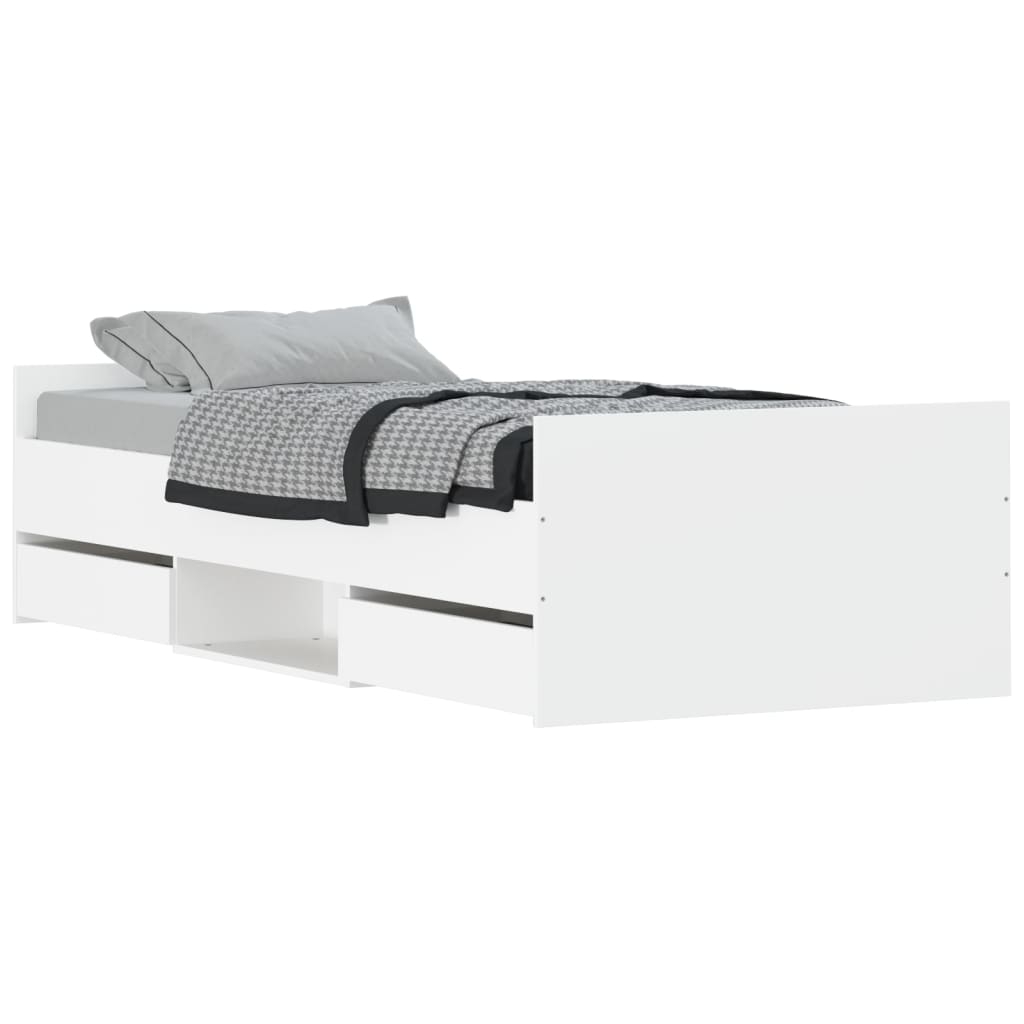 vidaXL Sängram med huvudgavel och fotgavel vit 90x190 cm