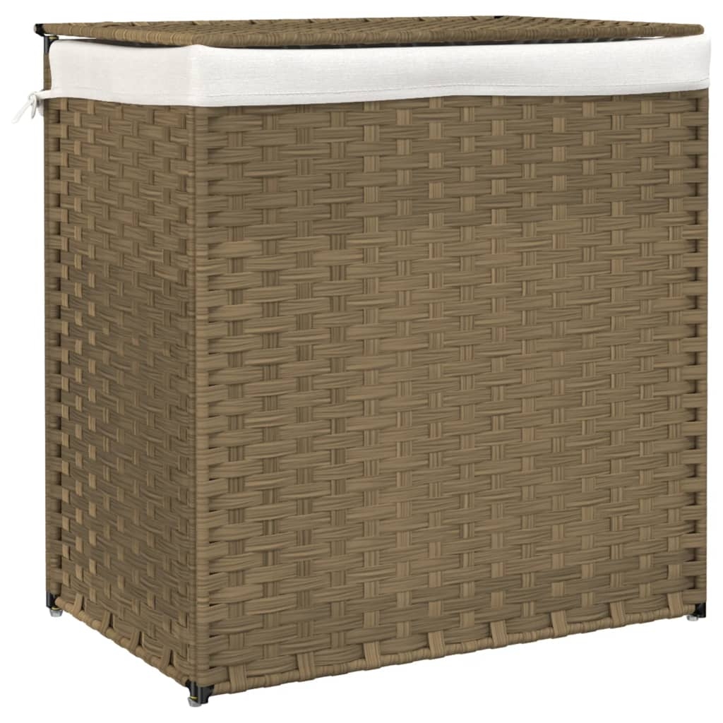 vidaXL Tvättkorg med 2 sektioner 53x35x57 cm konstrotting