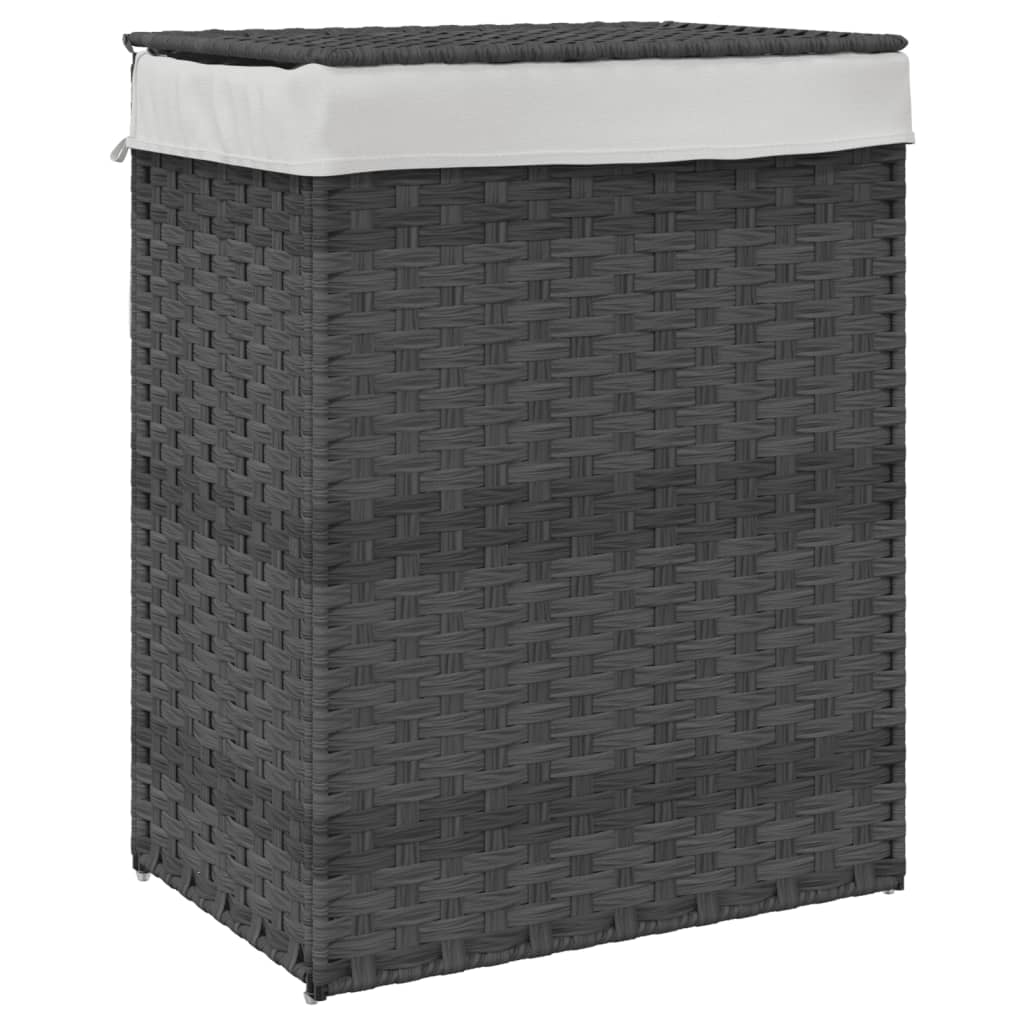 vidaXL Tvättkorg med lock grå 46x33x60 cm konstrotting