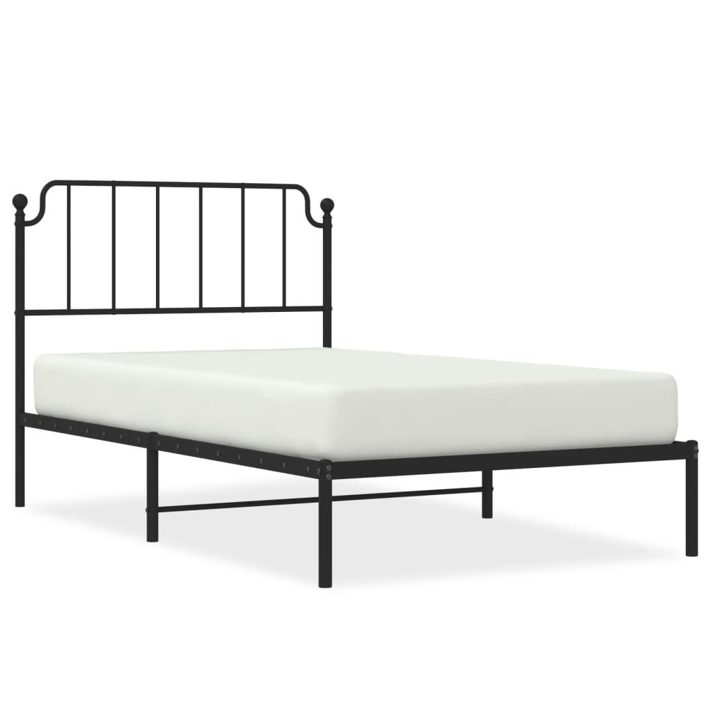 vidaXL Sängram med huvudgavel metall svart 107x203 cm