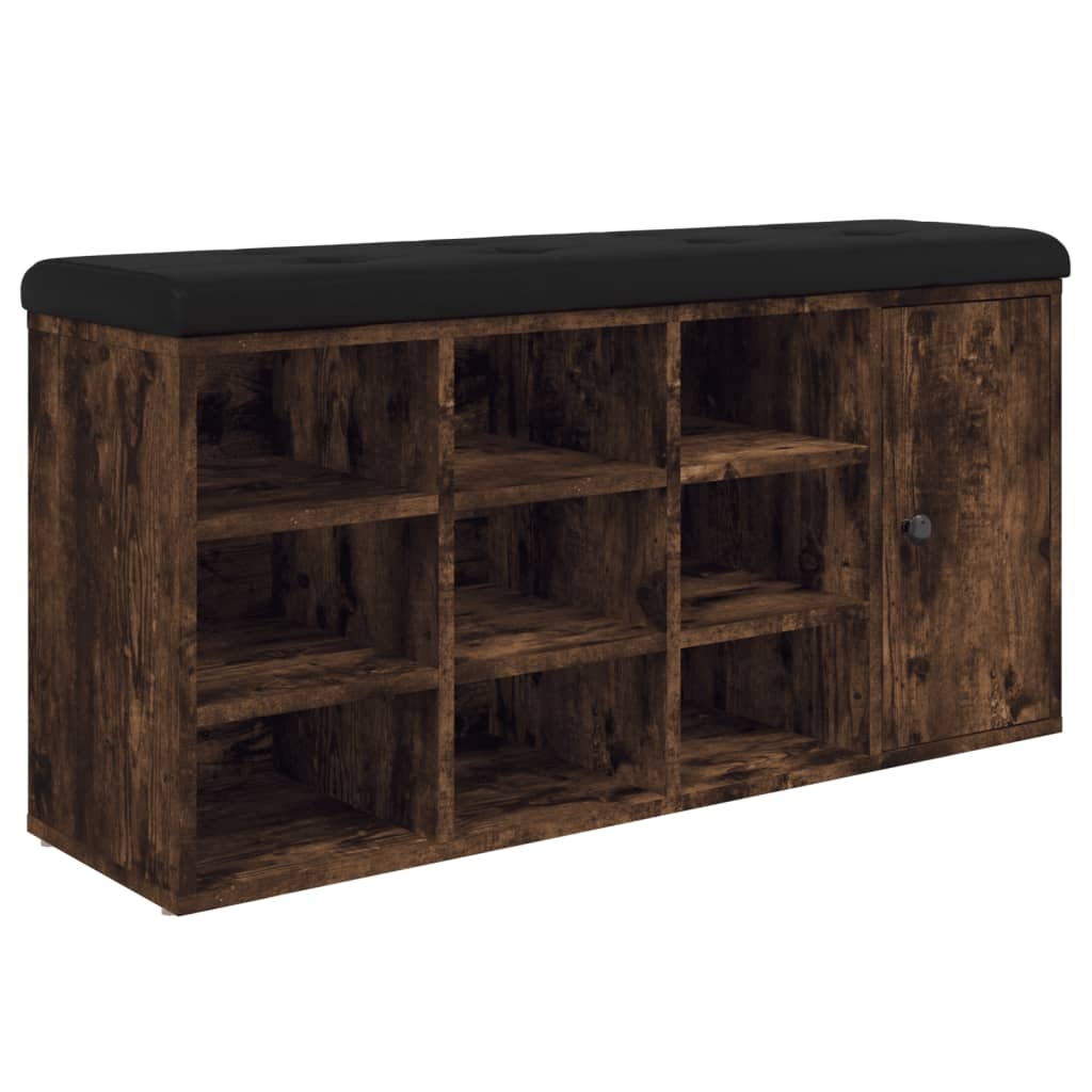 vidaXL Skobänk rökfärgad ek 102x32x50 cm konstruerat trä