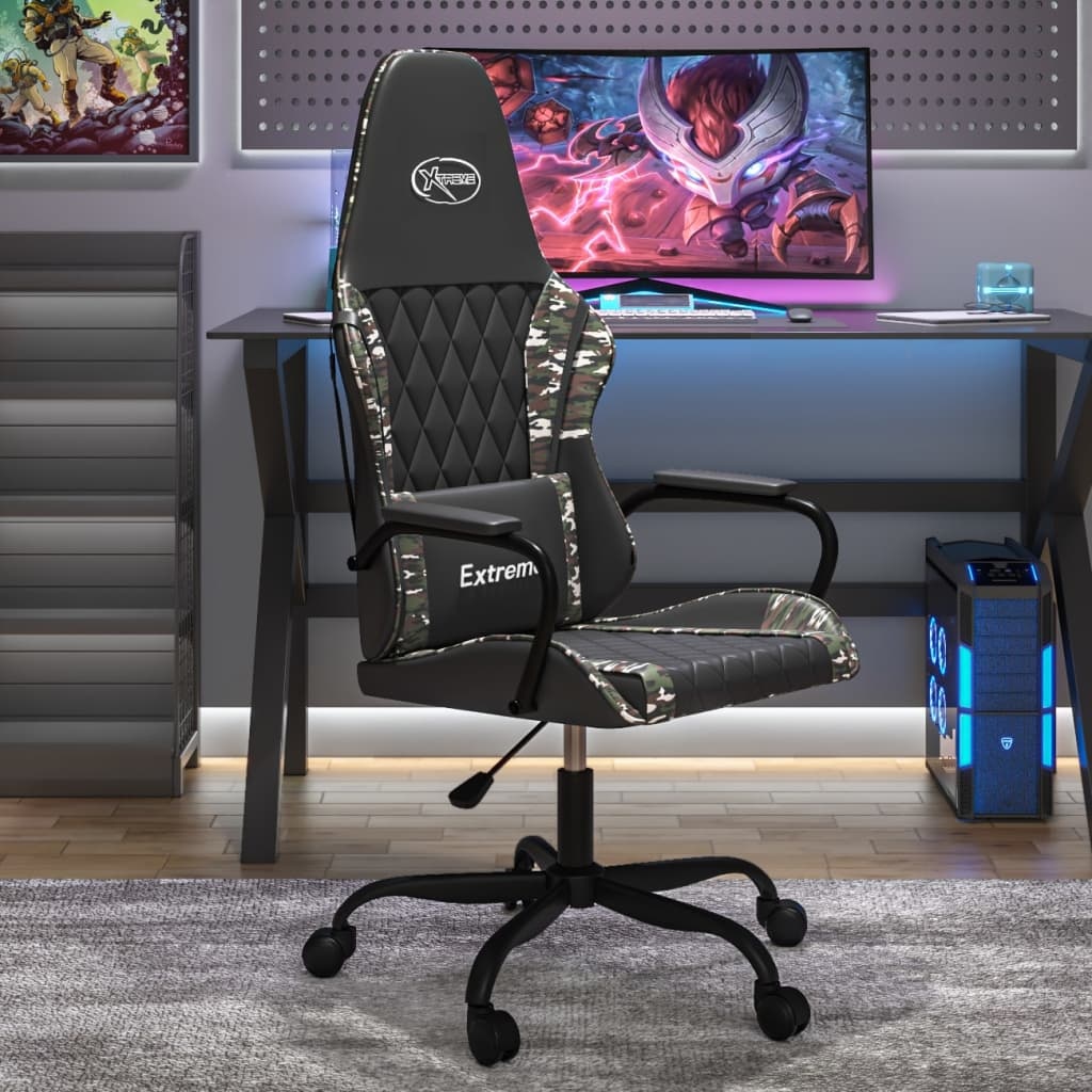vidaXL Gamingstol svart och kamouflage konstläder