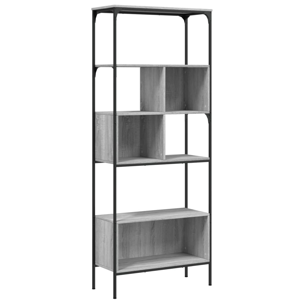 vidaXL Bokhylla 5 hyllplan grå sonoma 76x33x188,5 cm konstruerat trä