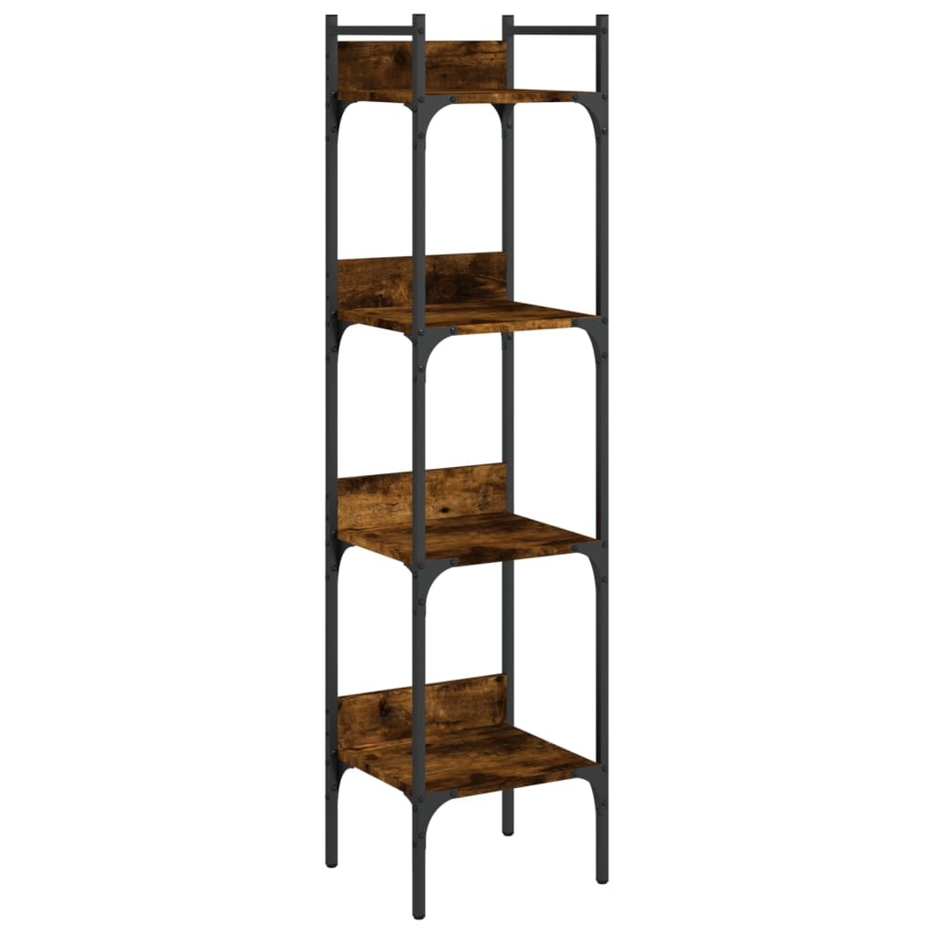 vidaXL Bokhylla 4 hyllplan rökfärgad ek 35x30x138,5 cm konstruerat trä
