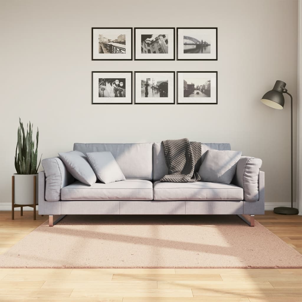 vidaXL Mjuk matta HUARTE med kort lugg tvättbar rosa 160x160 cm