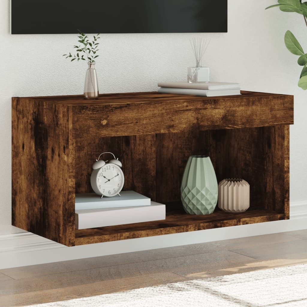 vidaXL TV-benk med LED røkt eik 60x30x30 cm