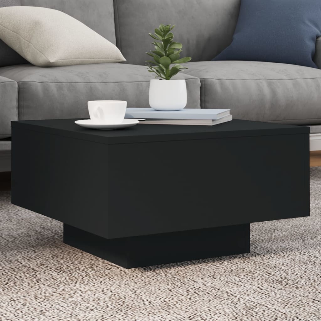 vidaXL Soffbord med LED svart 55x55x31 cm