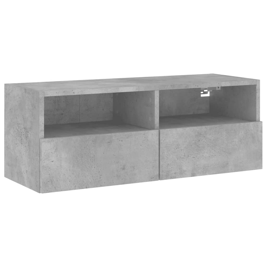 vidaXL Väggmonterad tv-bänk betonggrå 80x30x30 cm konstruerat trä
