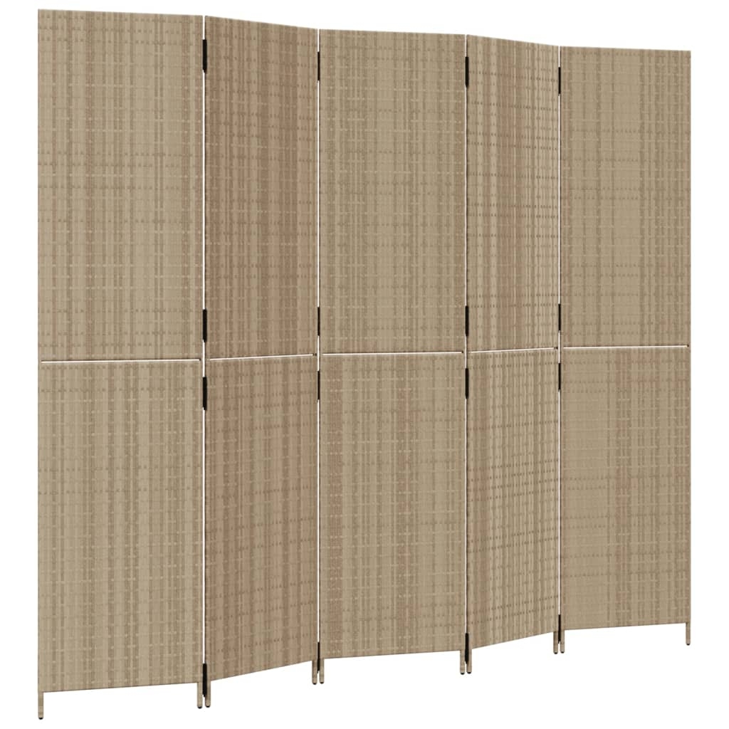 vidaXL Rumsavdelare 5 paneler beige konstrottning