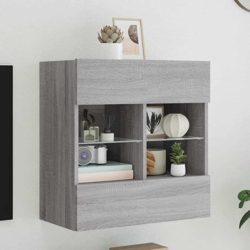 Hengende Tv-Benk Grå Sonoma 100X30X26,5 Cm Konstruert Tre