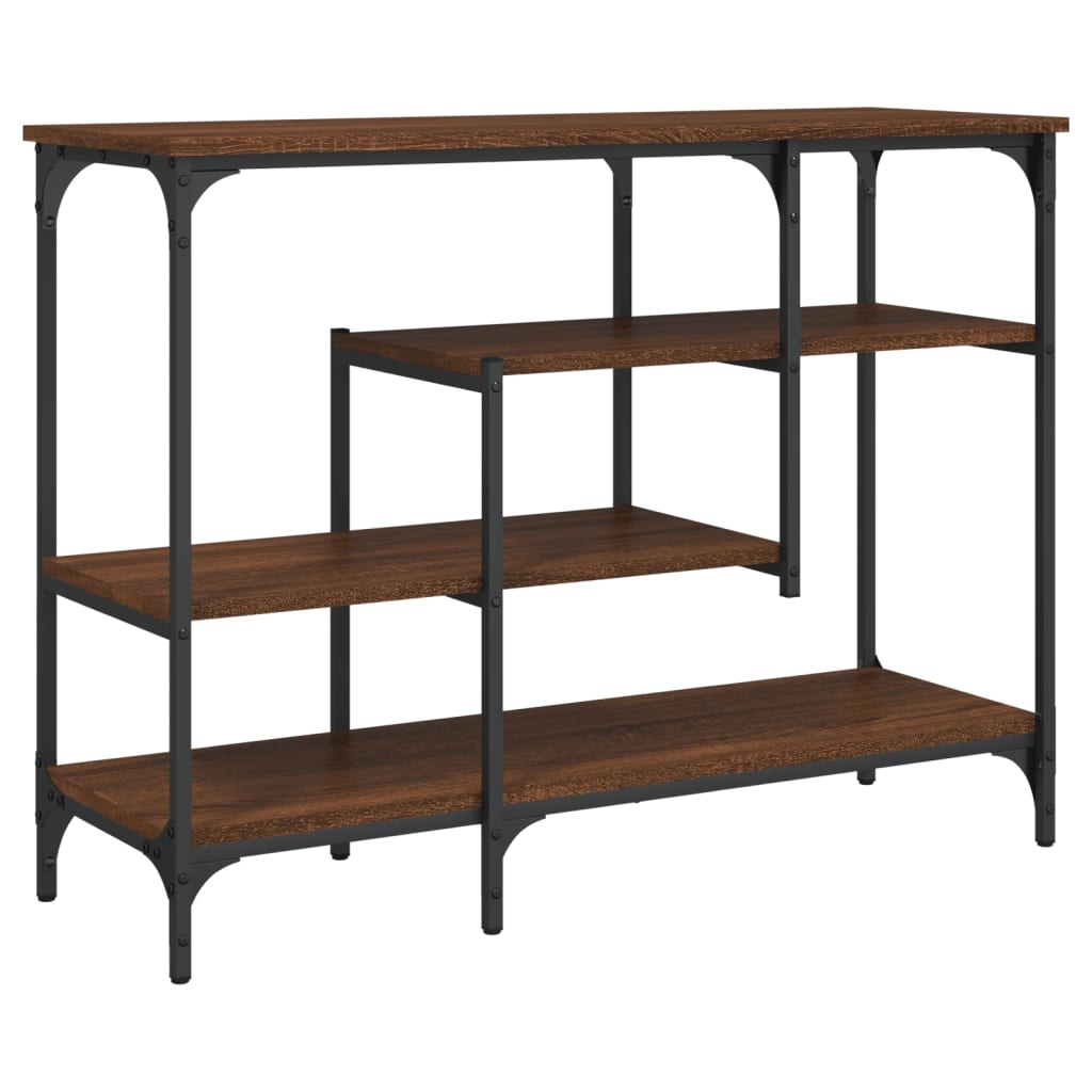 vidaXL Konsolbord med hyllor brun ek 100x35x75 cm