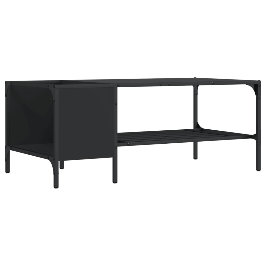 vidaXL Soffbord med hylla svart 100x51x40 cm konstruerat trä