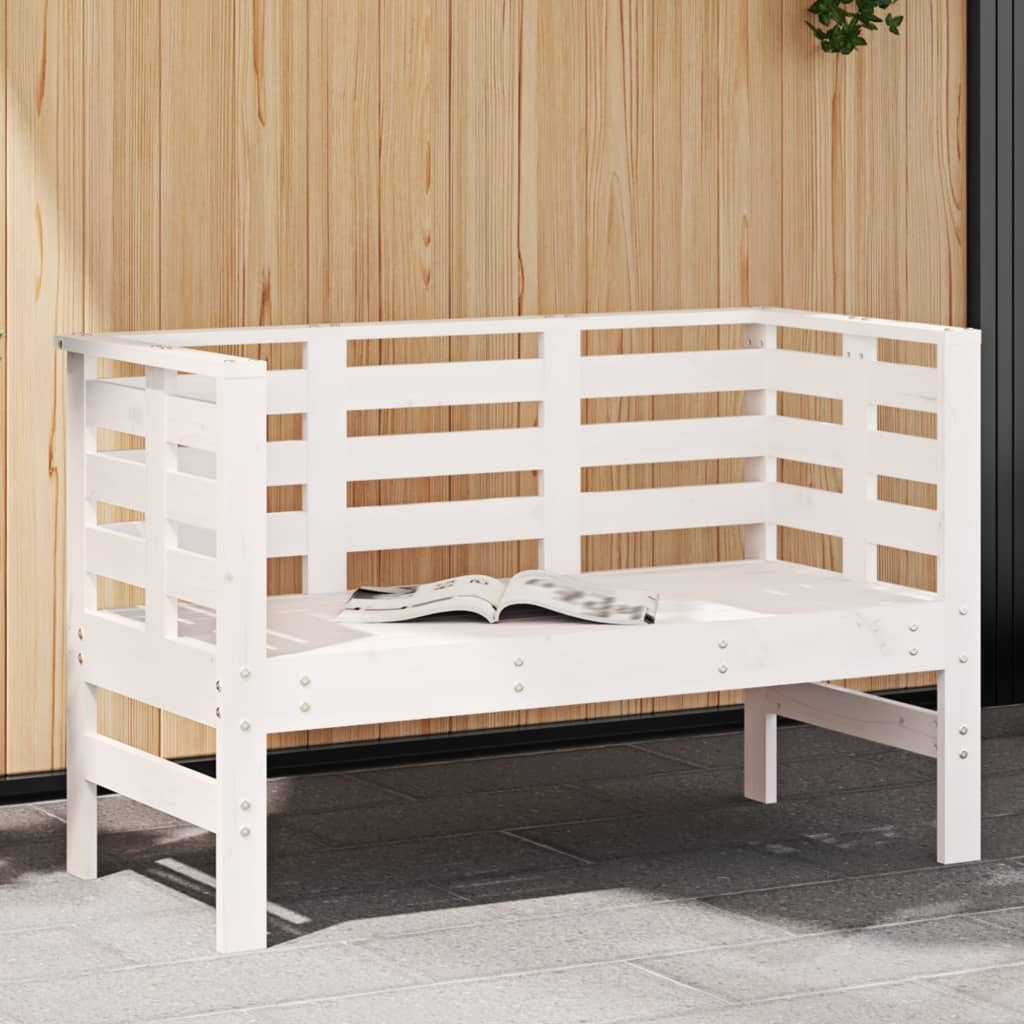 vidaXL Trädgårdsbänk vit 111,5x53x71 cm massiv furu