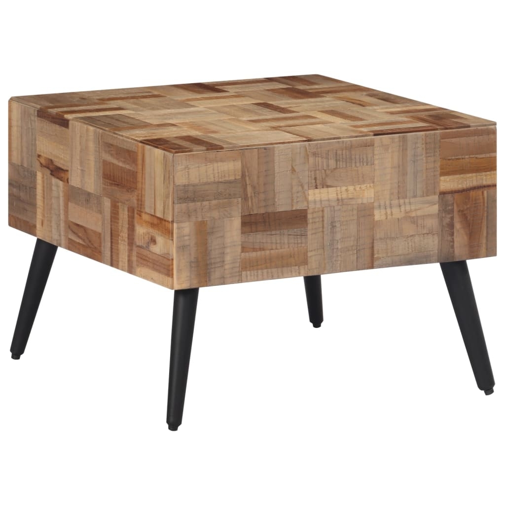 vidaXL Soffbord grå 55x55x40 cm massiv återvunnen teak