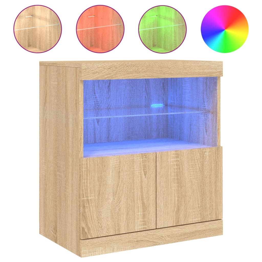 vidaXL Skänk med LED-belysning sonoma-ek 60x37x67 cm