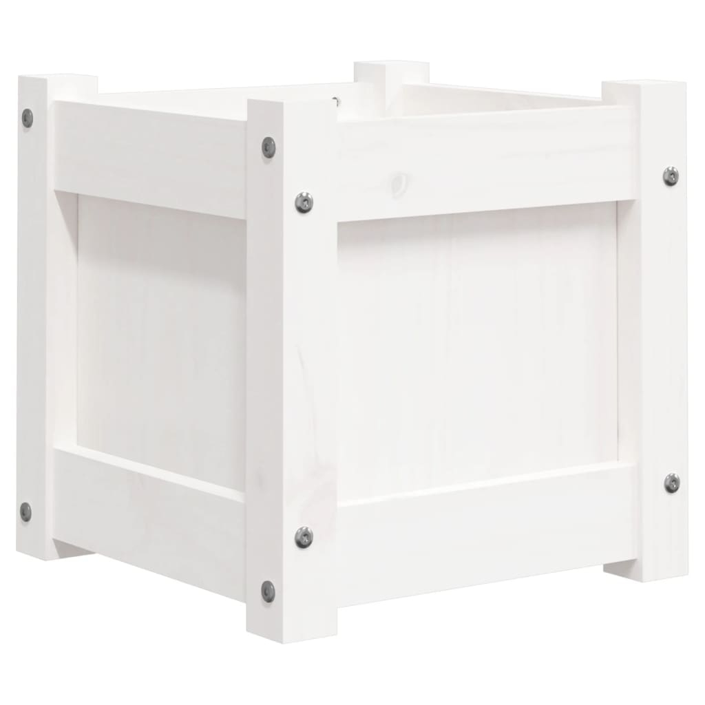 vidaXL Odlingslåda vit 31x31x31 cm massiv furu