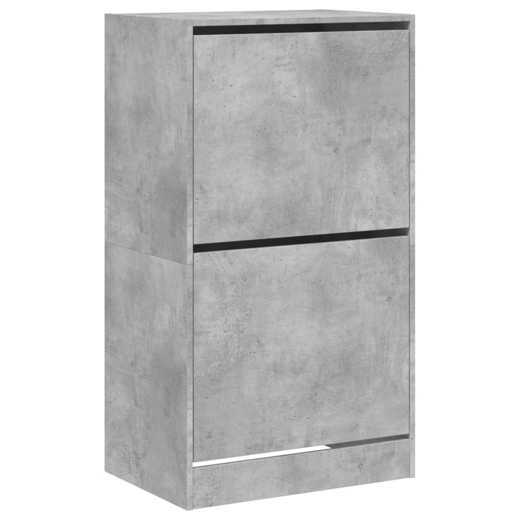 vidaXL Skoskåp med 2 flip-lådor betonggrå 60x42x108 cm