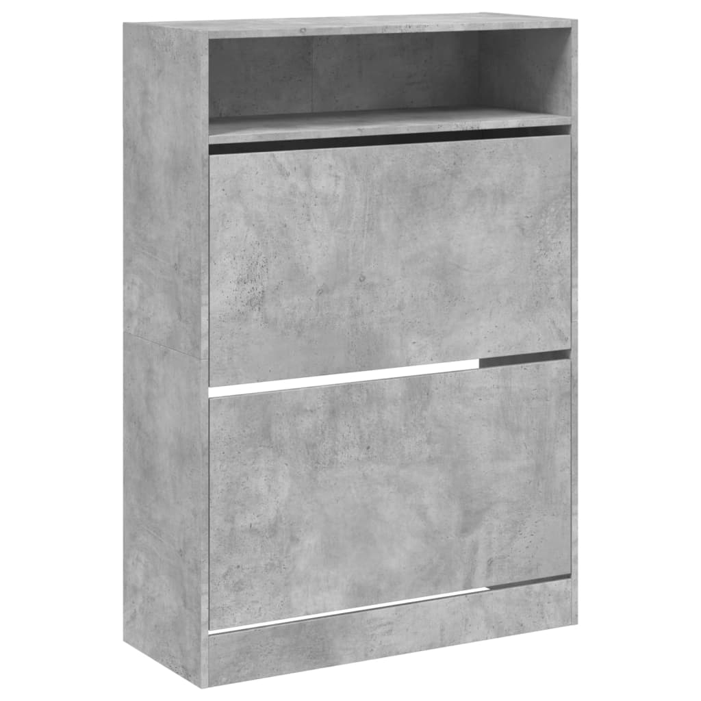 vidaXL Skoskåp med 2 flip-lådor betonggrå 80x34x116 cm