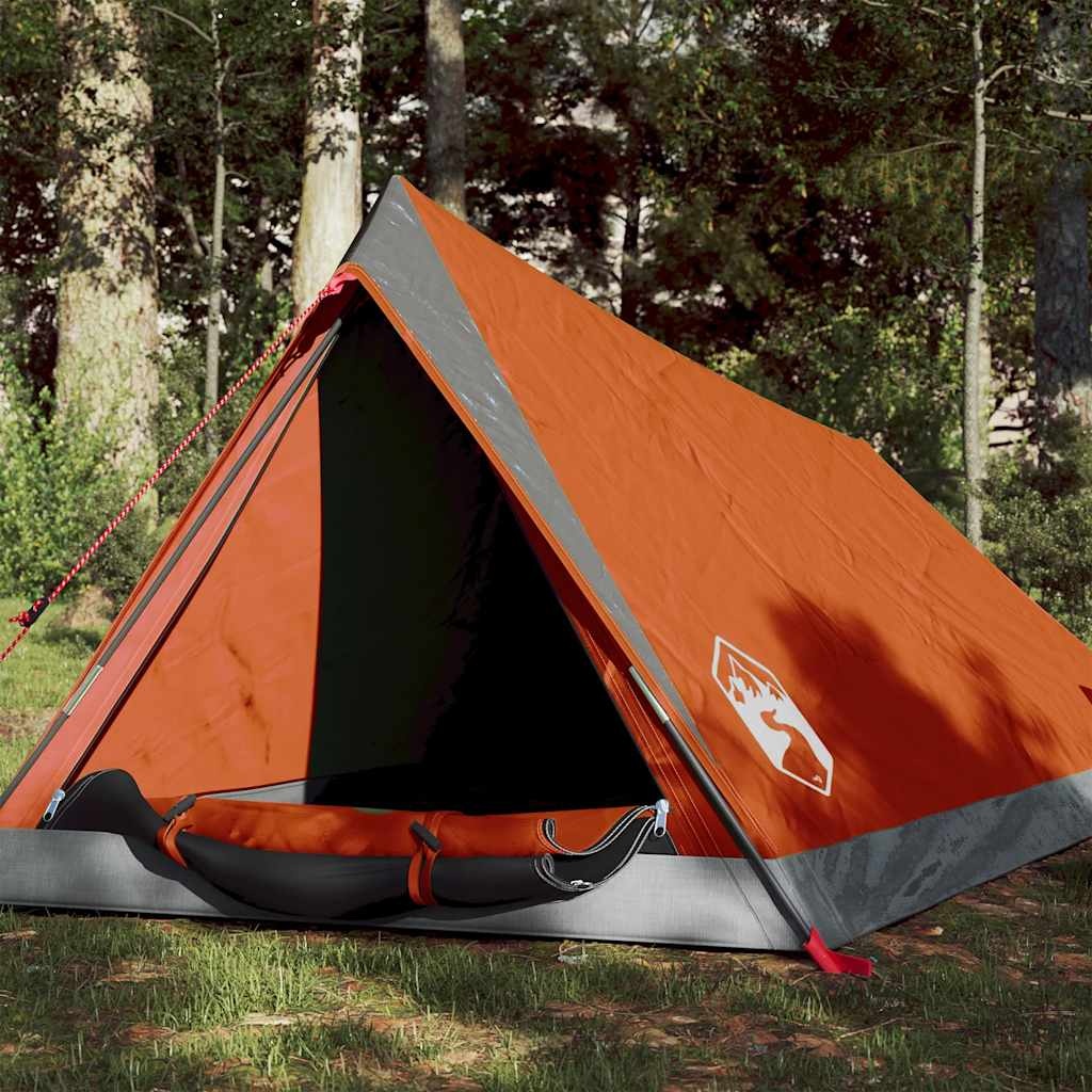 vidaXL Campingtält 2 personer grå och orange vattentätt