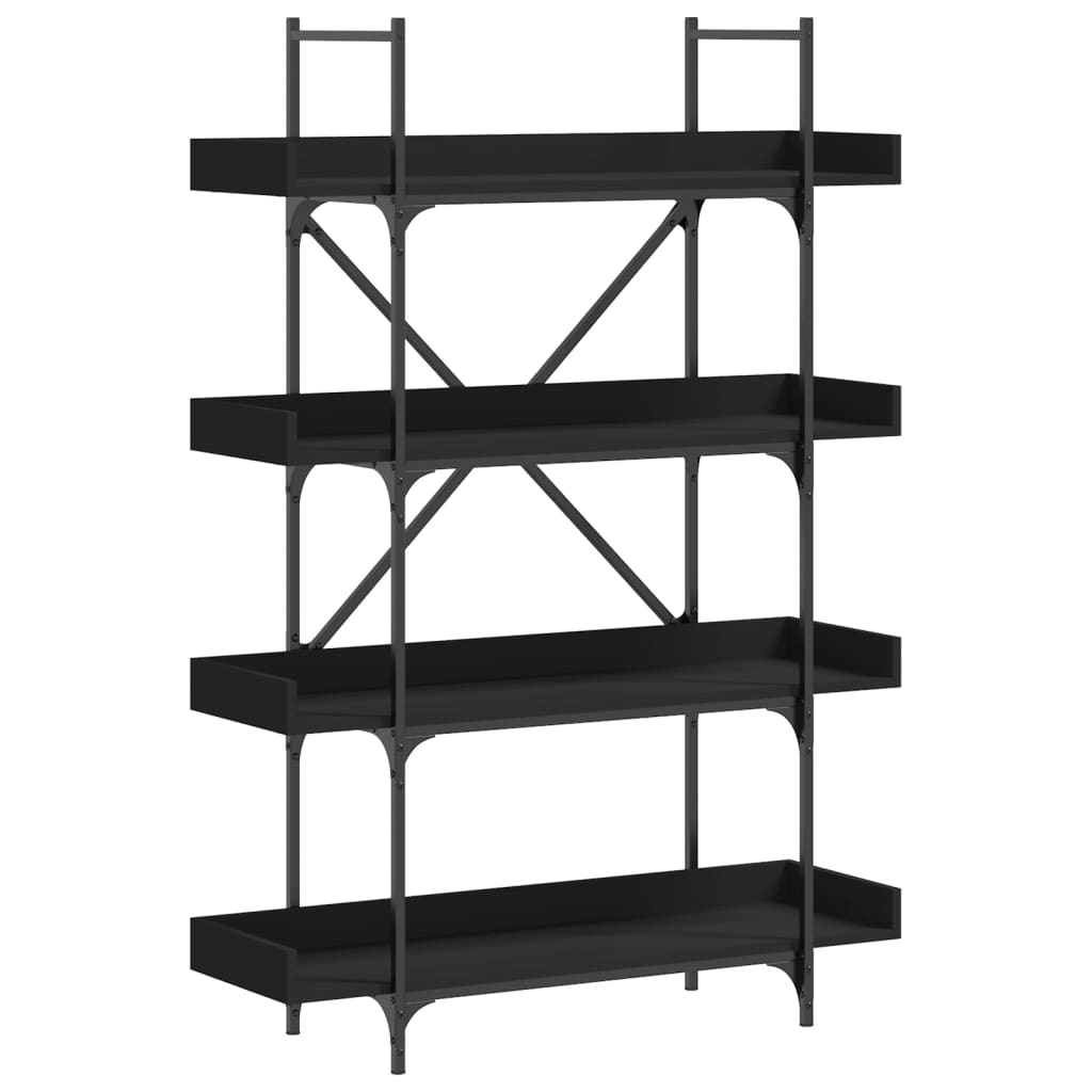 vidaXL Bokhylla 4 hyllplan svart 100x33x145,5 cm konstruerat trä