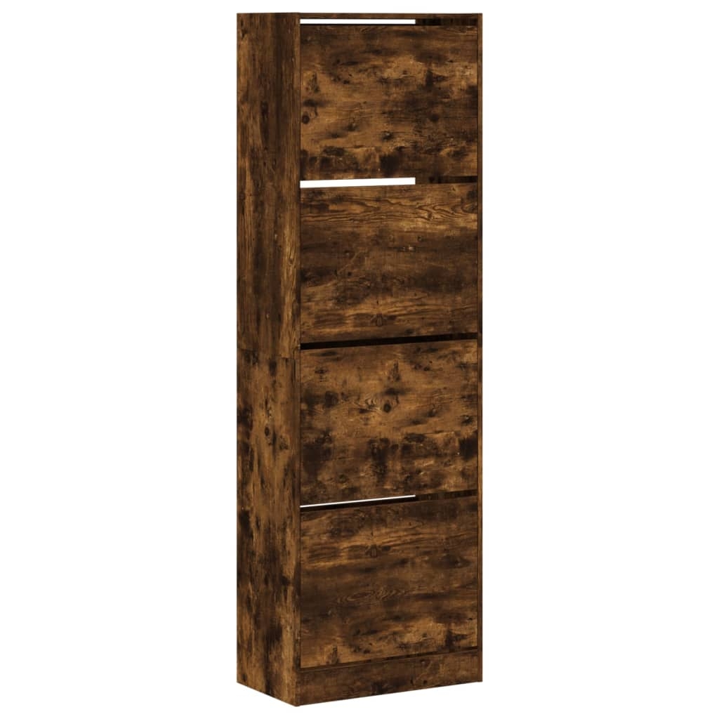 vidaXL Skoskåp med 4 flip-lådor rökfärgad ek 60x34x187,5 cm