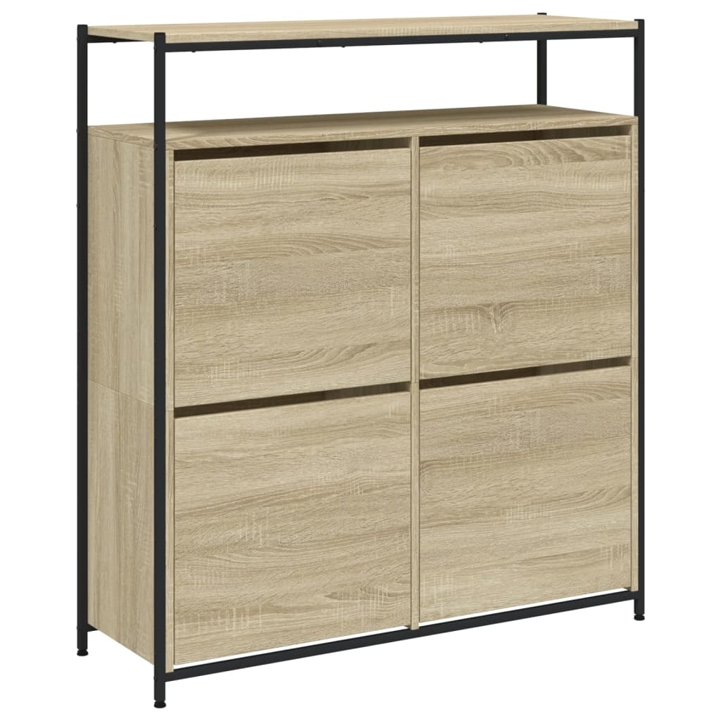 vidaXL Skoskåp med 4 flip-lådor sonoma-ek 100x34x112 cm