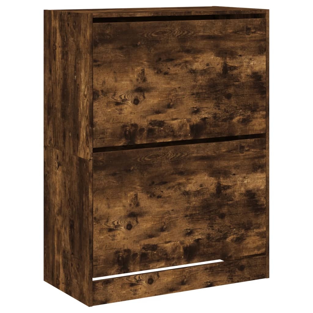 vidaXL Skoskåp med 2 flip-lådor rökfärgad ek 80x42x108 cm