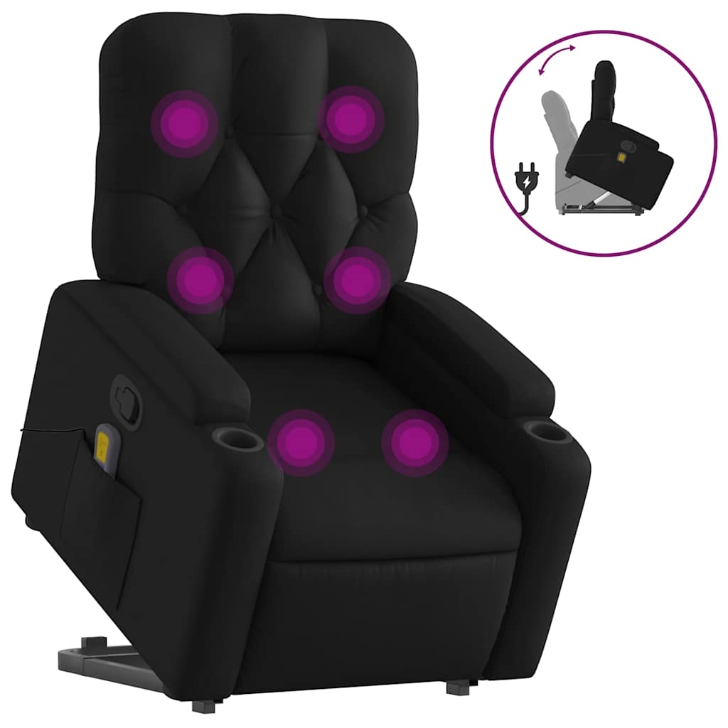 vidaXL Massagefåtölj med uppresningshjälp svart konstläder
