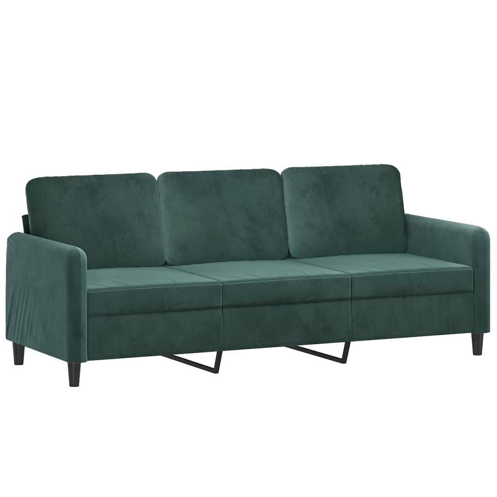 vidaXL 3-sitssoffa mörkgrön 180 cm sammet