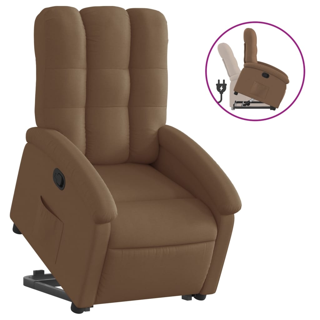 vidaXL Reclinerfåtölj med uppresningshjälp brun tyg