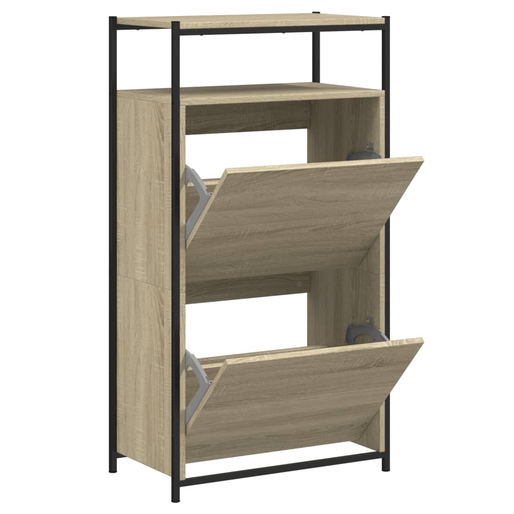 vidaXL Skohylla sonoma-ek 60x34x112 cm konstruerat trä