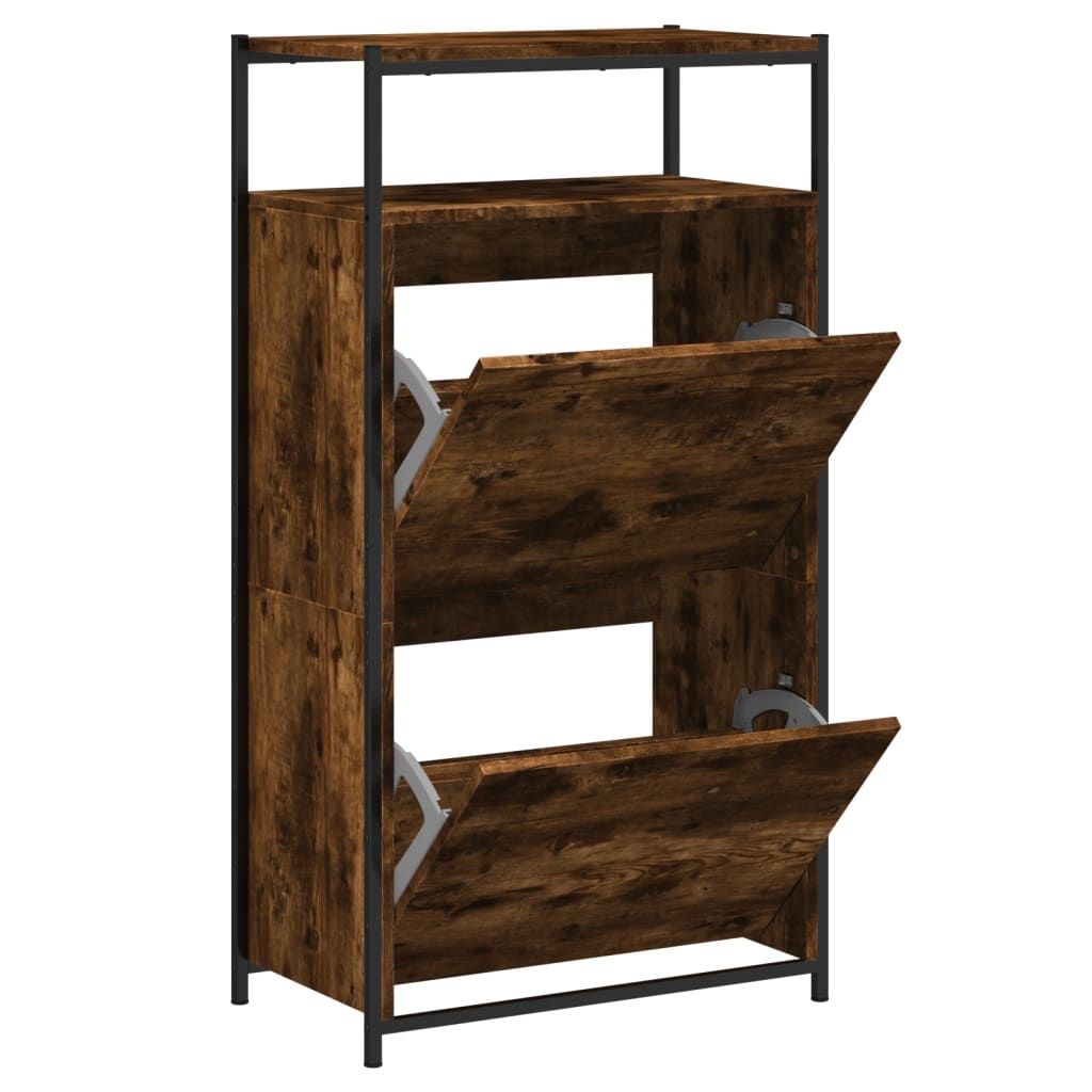 vidaXL Skohylla rökfärgad ek 60x34x112 cm konstruerat trä