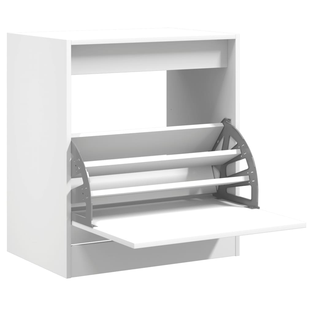 vidaXL Skohylla vit 60x42x69 cm konstruerat trä