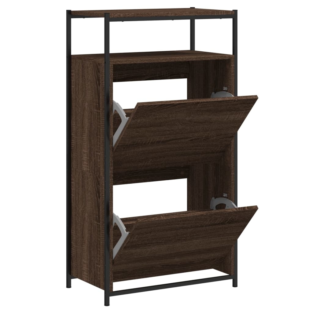 vidaXL Skohylla brun ek 60x34x112 cm konstruerat trä