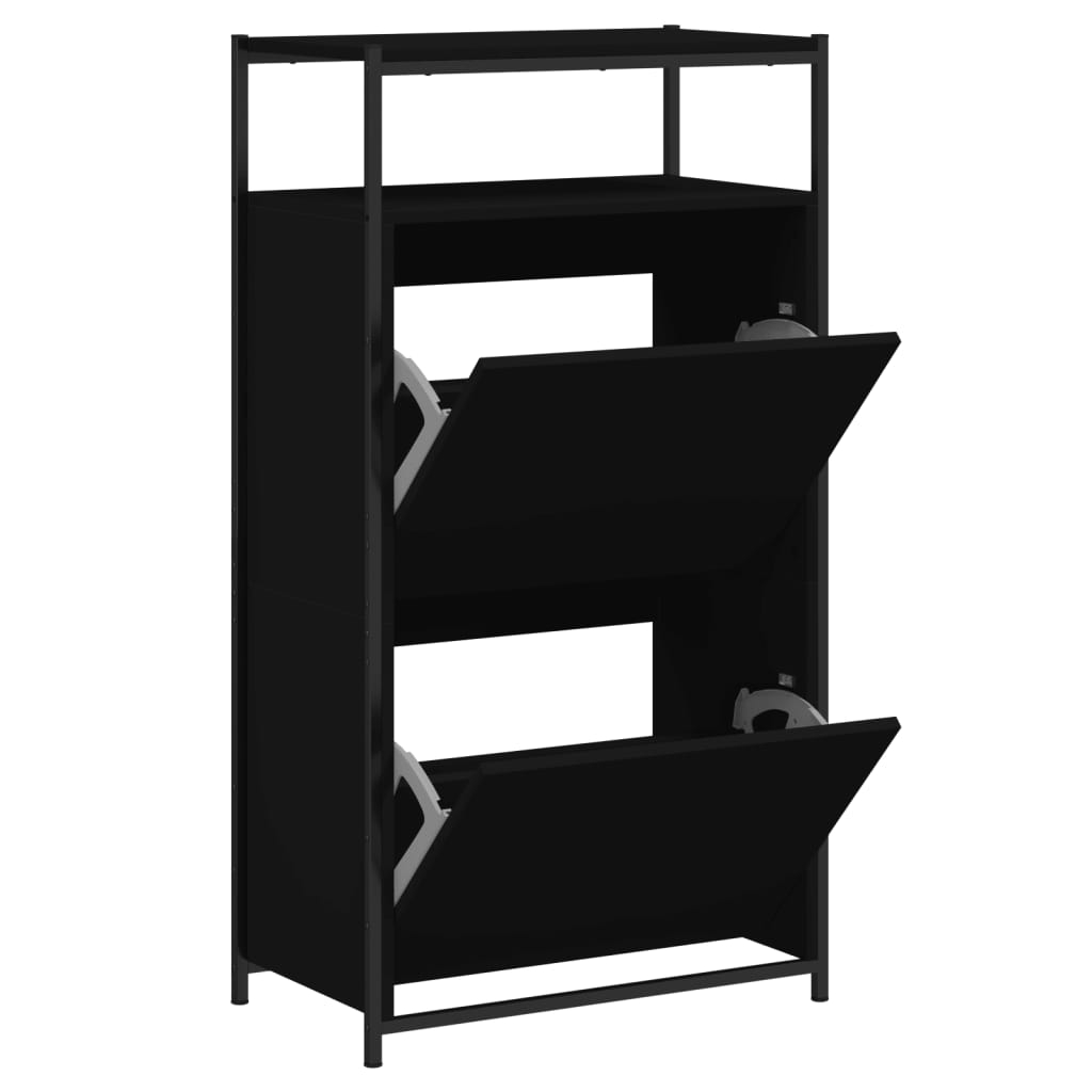 vidaXL Skohylla svart 60x34x112 cm konstruerat trä