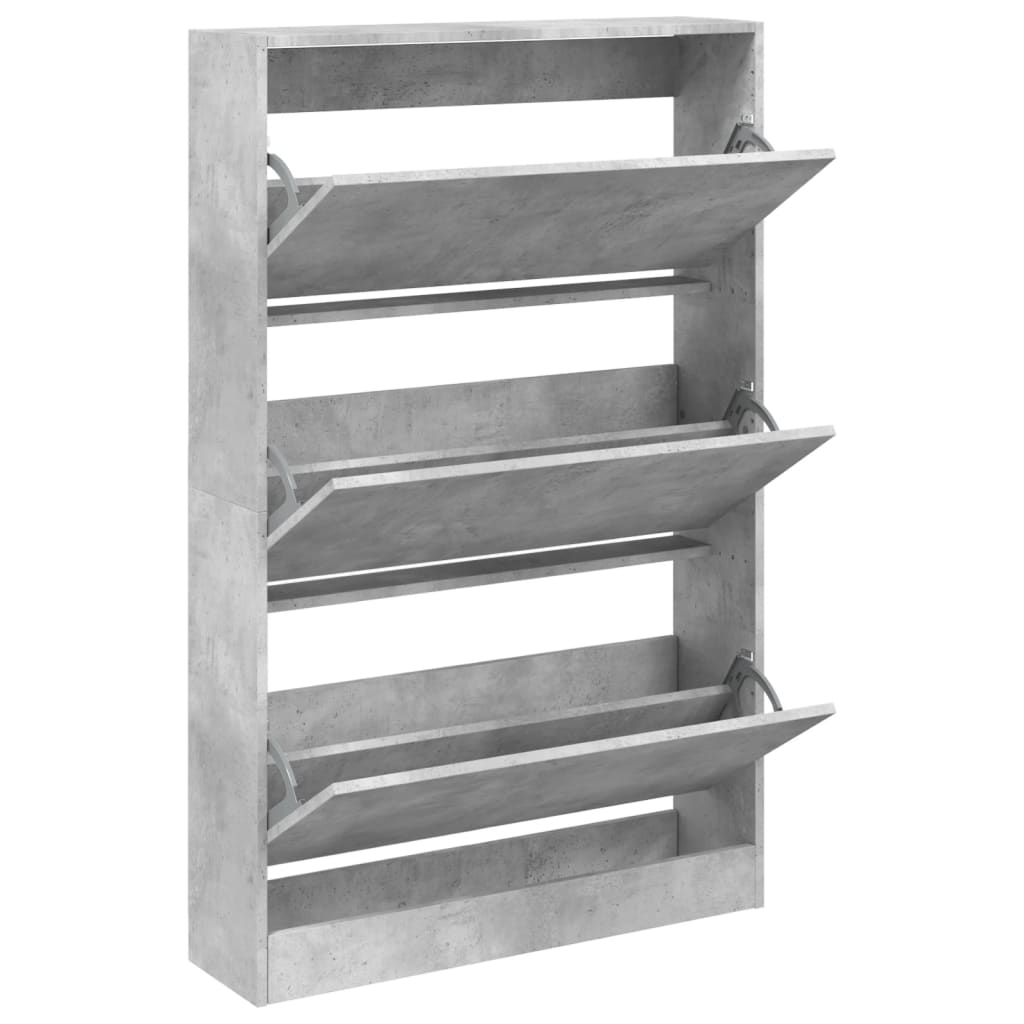 vidaXL Skohylla betonggrå 80x21x125,5 cm konstruerat trä