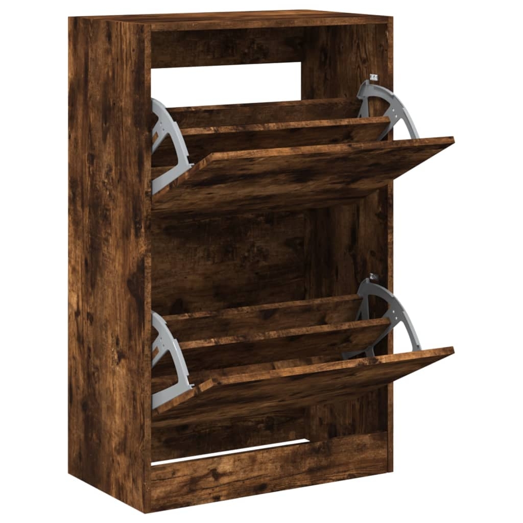 vidaXL Skoställ rökfärgad ek 60x34x96,5 cm konstruerat trä