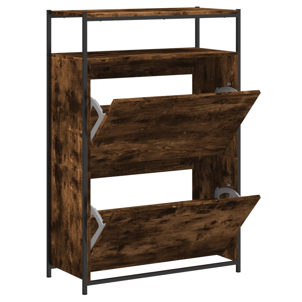 vidaXL Skohylla rökfärgad ek 75x34x112 cm konstruerat trä