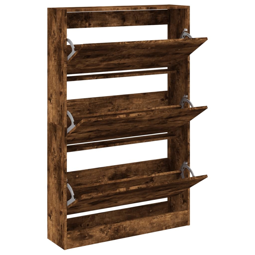 vidaXL Skoställ rökfärgad ek 80x21x125,5 cm konstruerat trä