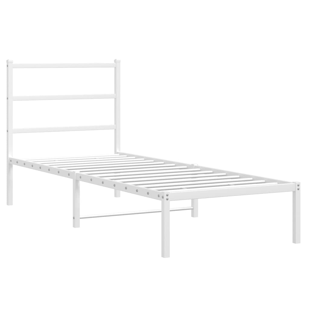vidaXL Sängram med huvudgavel metall vit 80x200 cm