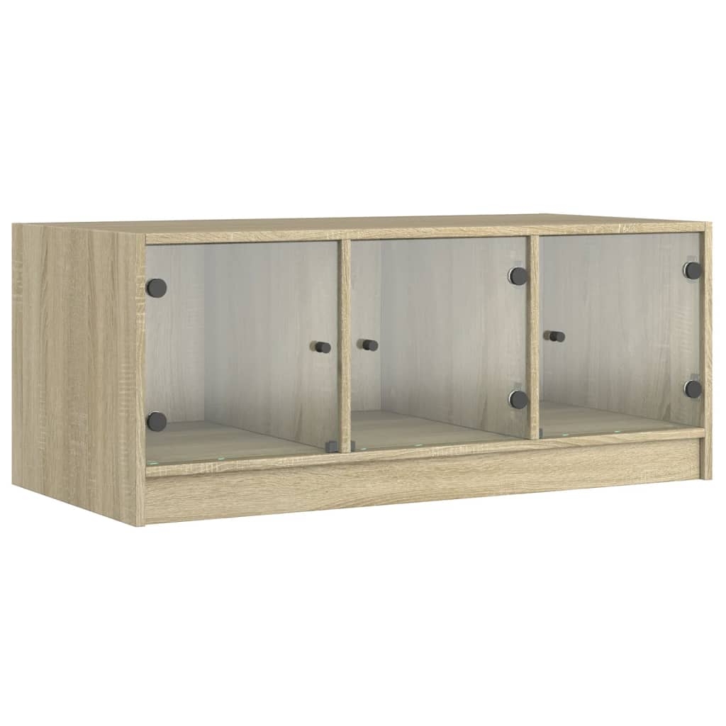 vidaXL Soffbord med glasdörrar sonoma-ek 102x50x42 cm