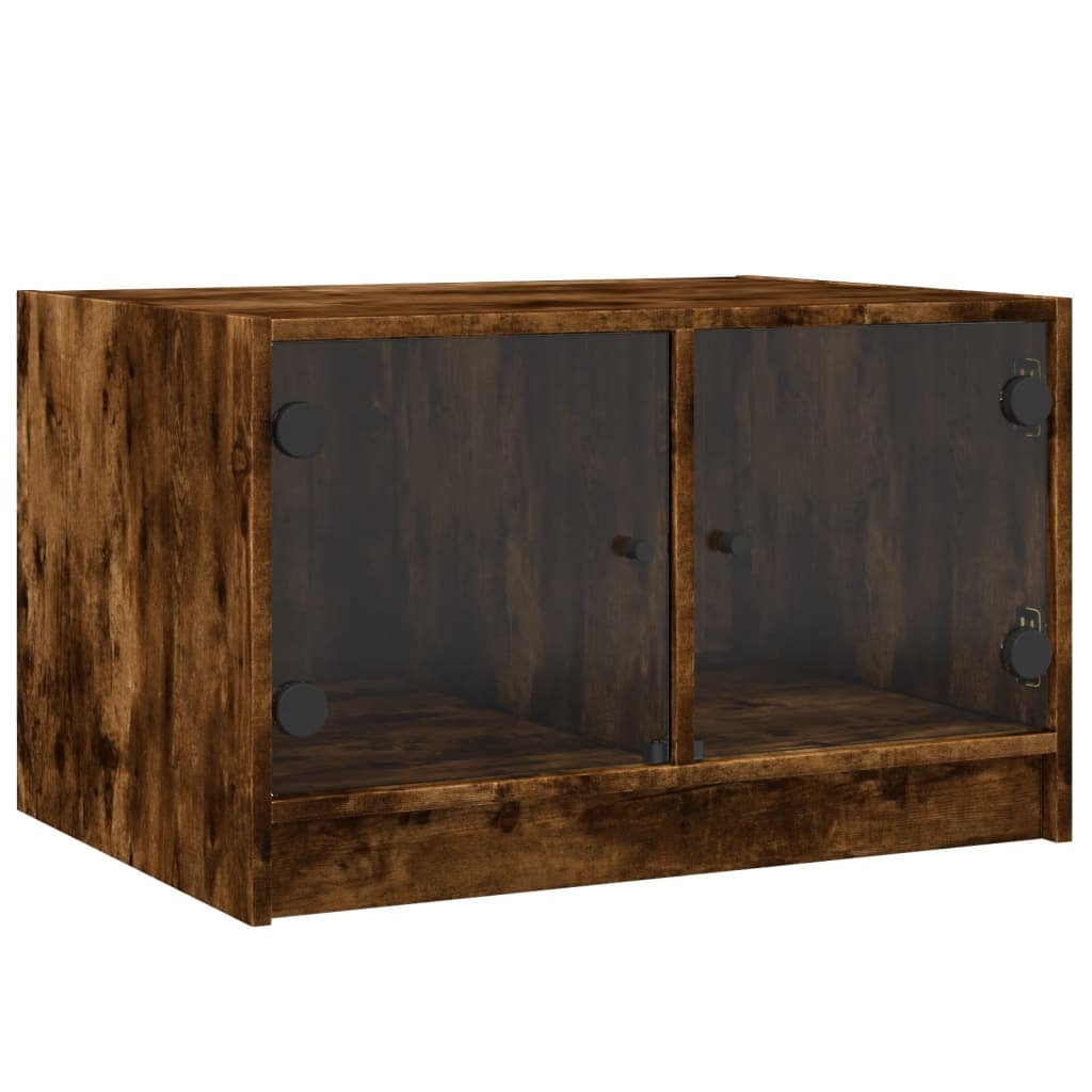 vidaXL Soffbord med glasdörrar rökfärgad ek 68x50x42 cm