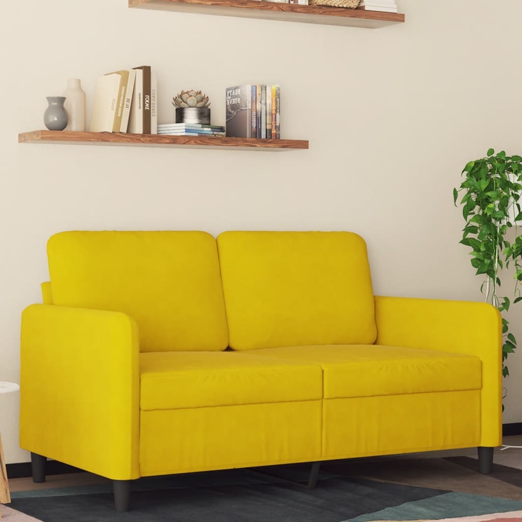 vidaXL 2-sitssoffa gul 120 cm sammet
