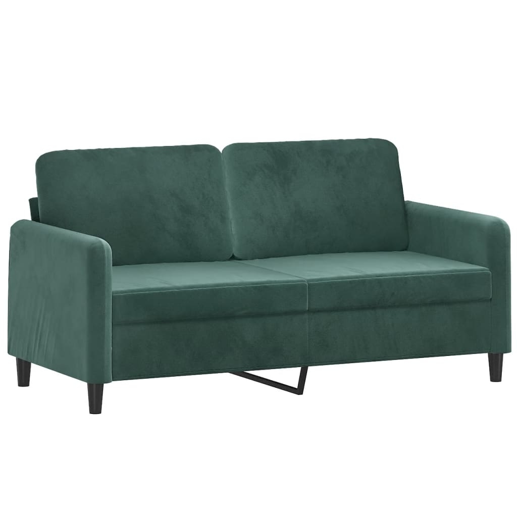 vidaXL Soffa 2-sits mörkgrön 140 cm sammet