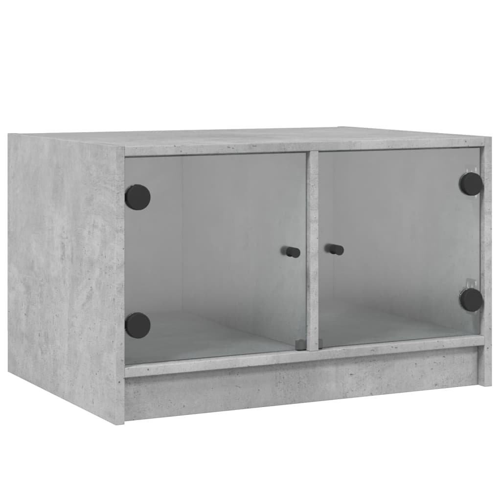vidaXL Soffbord med glasdörrar betonggrå 68x50x42 cm